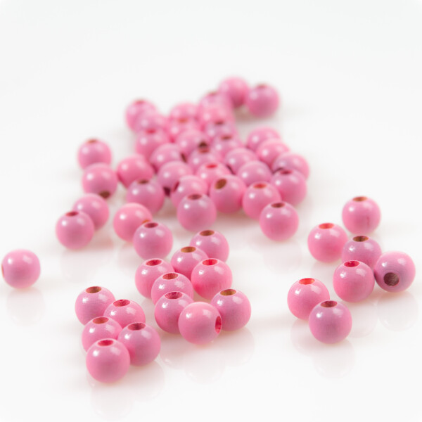 5x Holzperle 8mm mit 3mm Bohrung, Farbe babyrosa