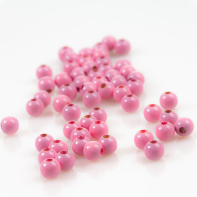 5x Holzperle 8mm mit 3mm Bohrung, Farbe babyrosa