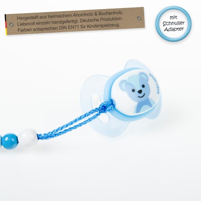 Timfanie® Schnullerkette | Blue-Lemon-Star, mit Gravur & Multiadapter Ring