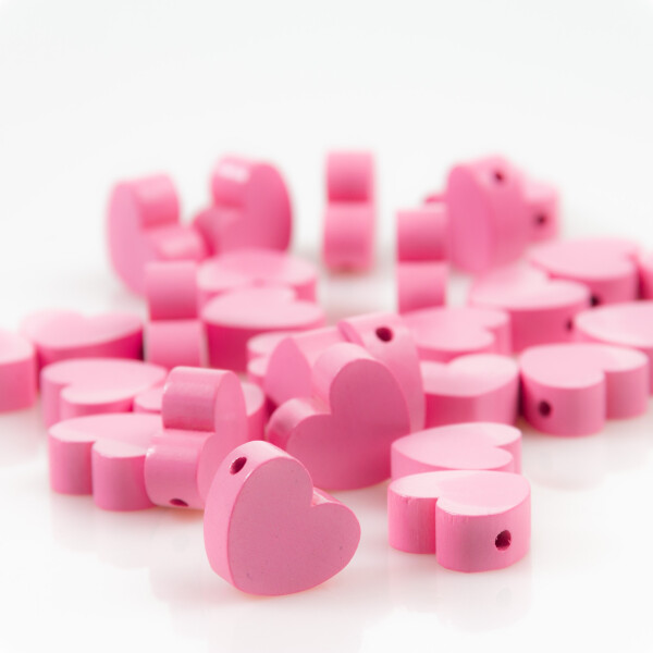 Holzperle Motiv Herz babyrosa (Bohrung waagerecht 3mm Ø)
