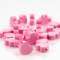 Holzperle Motiv Herz babyrosa (Bohrung waagerecht 3mm Ø)