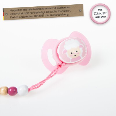 Timfanie® Schnullerkette | Teddy-Berry, mit Gravur & Multiadapter Ring