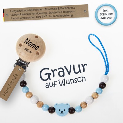 Timfanie® Schnullerkette | Blue-Teddy & Choco,...