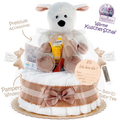 Windeltorte | mit Warmies® Schaf | natur neutral |...