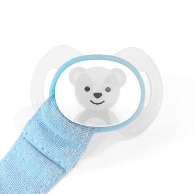Timfanie® Schnullerhalter | BOY | babyblau | Band / Kette aus Stoff mit Gravur & Adapter