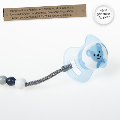 Timfanie® Schnullerhalter | Pure nature Baby, mit Gravur & Multiadapter Ring