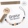 Timfanie® Schnullerhalter | Pure nature Baby, mit Gravur & Multiadapter Ring