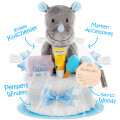 Windeltorte | Kuschel Nashorn | blau | 0-8 Monate