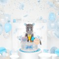 Windeltorte | Kuschel Nashorn | blau | 0-8 Monate