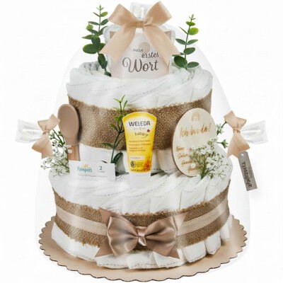 Windeltorte | Boho Baby-Cake | natur | 0-8 Monate