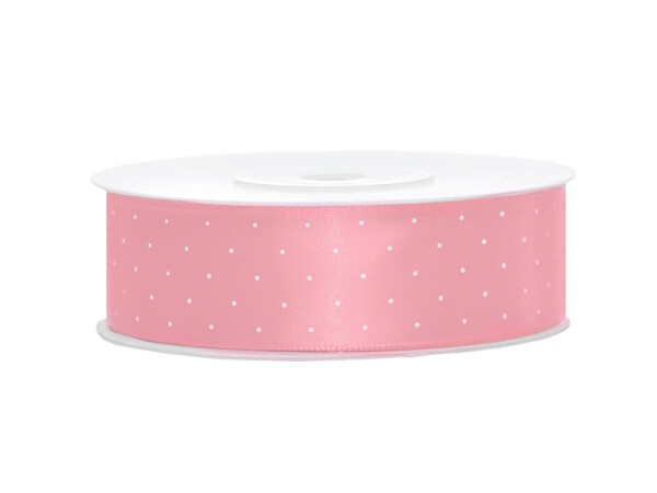 Satinband rosa mit Punkten 25m x 25mm