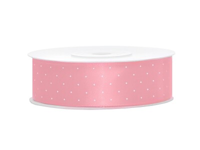 Satinband rosa mit Punkten 25m x 25mm