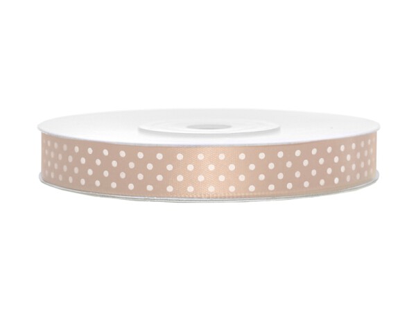 Satinband creme mit Punkten 25m x 12mm