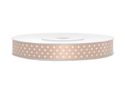 Satinband creme mit Punkten 25m x 12mm